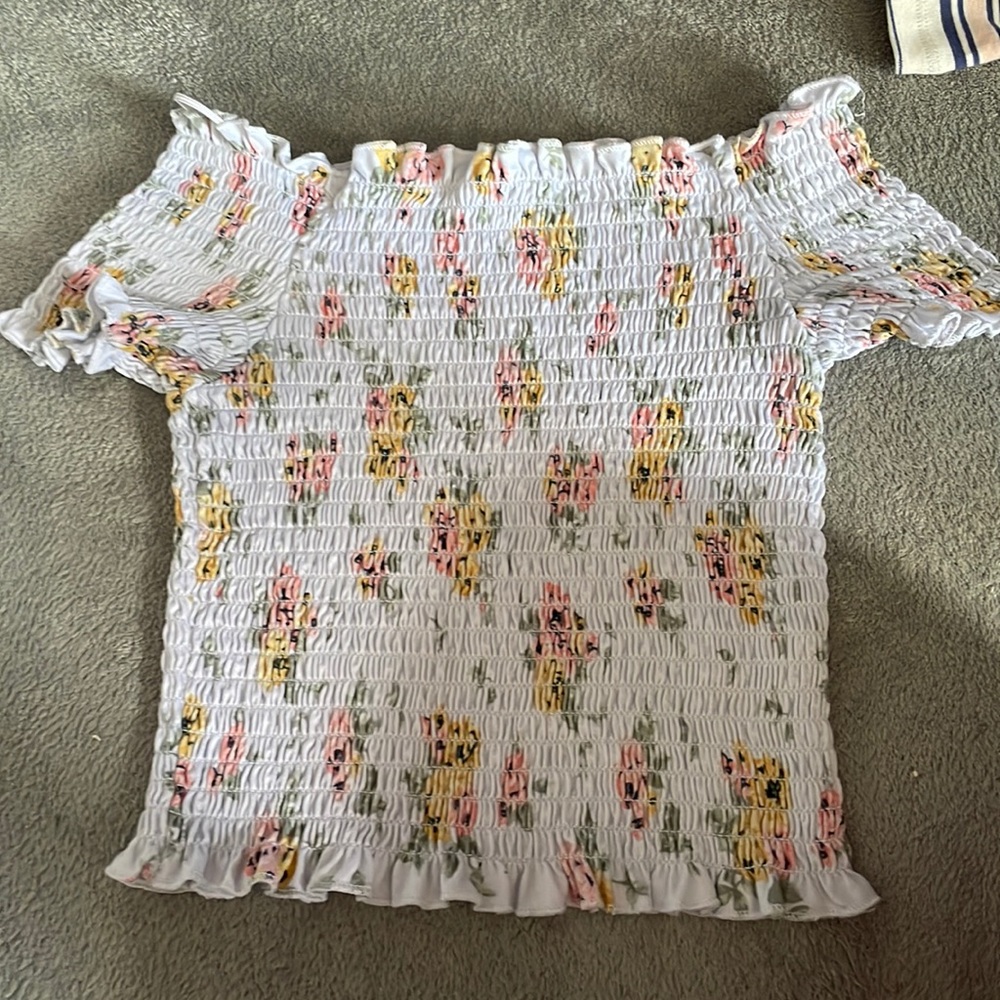 Light baby blue with flower prints.